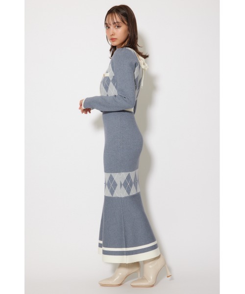 rienda（リエンダ） ワンピース アーガイルバイカラーカーディガン