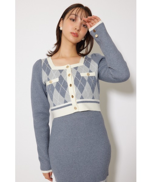 rienda（リエンダ） ワンピース アーガイルバイカラーカーディガン