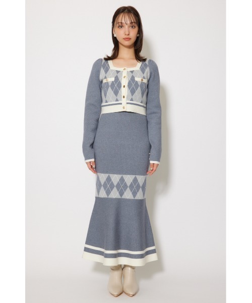 rienda（リエンダ） ワンピース アーガイルバイカラーカーディガン