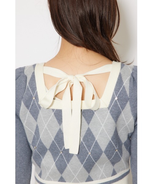 rienda（リエンダ） ワンピース アーガイルバイカラーカーディガン