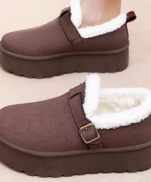 suppli mohh（サプリモー） スリッポン ベルト付厚底ボアシューズ