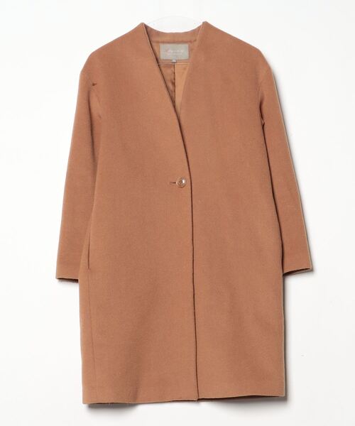 【美品】【人気】ユナイテッドアローズ ノーカラーコート ウール サイズ36 UNITED ARROWS（ユナイテッドアローズ） ノーカラーコート 36 ブラウン