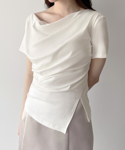 「mipiarl」 半袖カットソー LARGE ピンクベージュ レディース_画像3