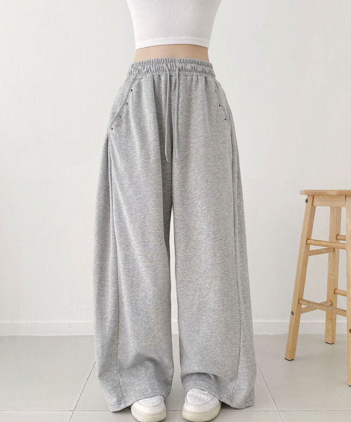 ワイドパンツ スウェットパンツ ジャージ サイドウエストタック ワイド