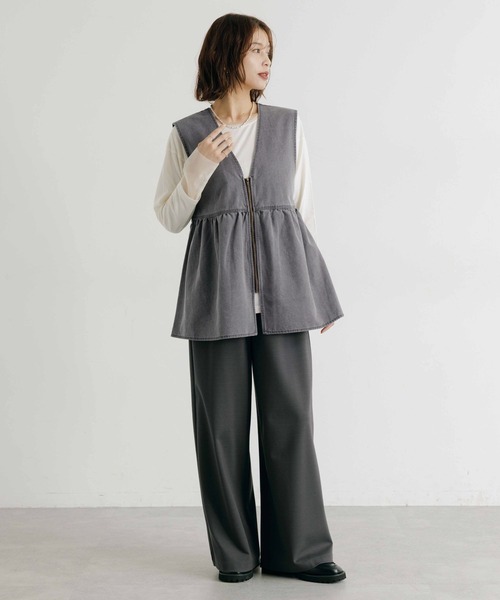 studio CLIP（スタディオクリップ） ベスト ジレ 切り替えZIPフレア