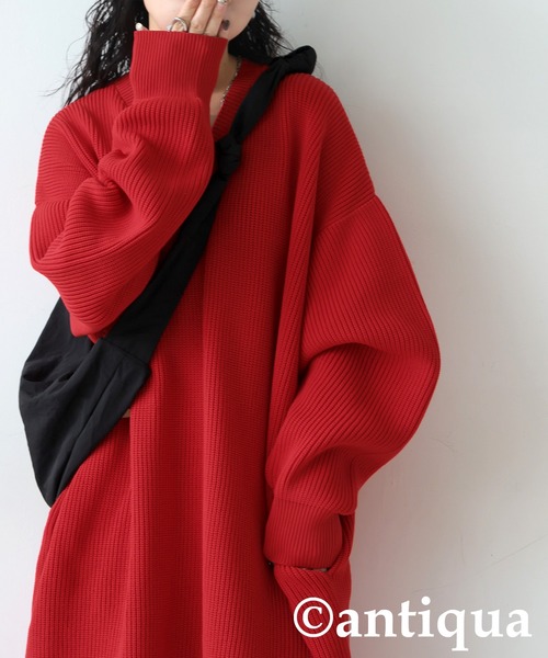 antiqua（アンティカ） ワンピース 片畦編みニットワンピース
