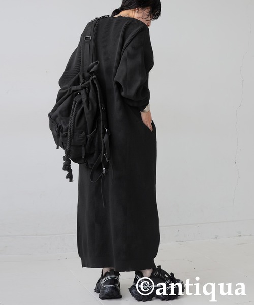 antiqua（アンティカ） ワンピース 片畦編みニットワンピース
