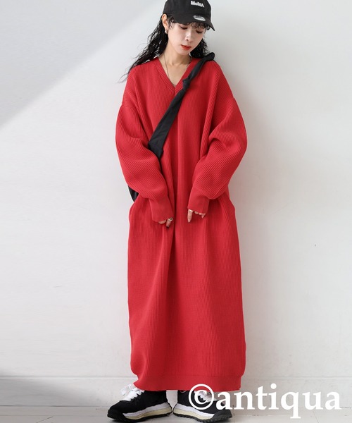 antiqua（アンティカ） ワンピース 片畦編みニットワンピース