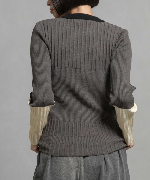 【MARECHAL TERRE】カラーリブニット/2/グレー MARECHAL TERRE（マルシャルテル） ニット セーター カラーブロック