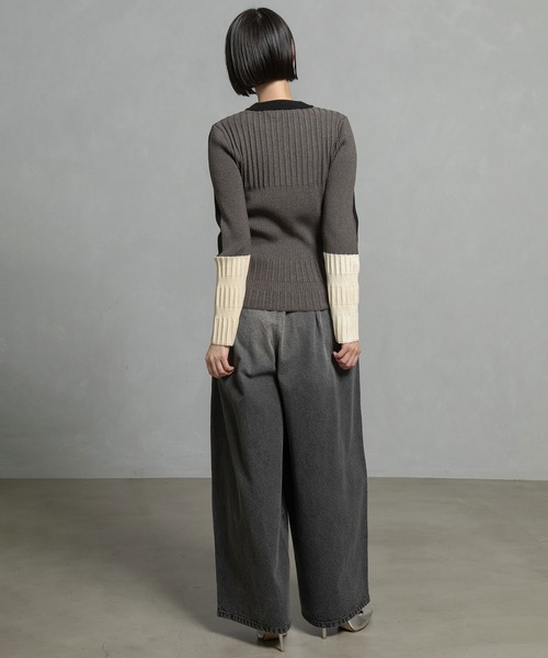 【MARECHAL TERRE】カラーリブニット/2/グレー MARECHAL TERRE】カラーリブニット/2/グレー