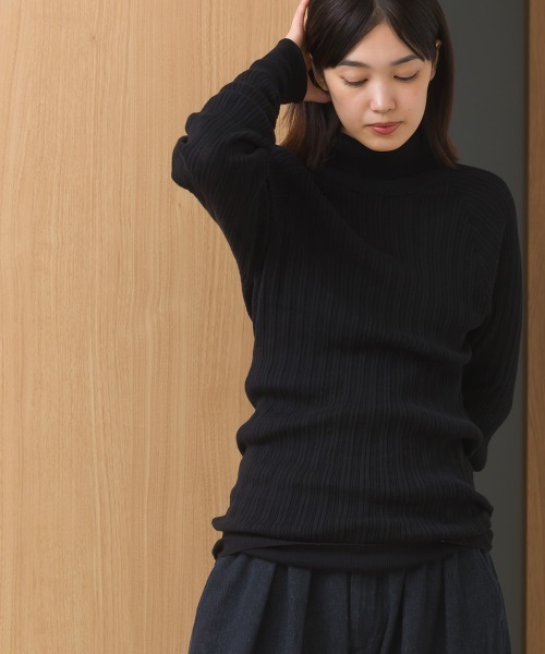 OMNES（オムネス） ニット セーター ランダムテレコタートルネック袖く