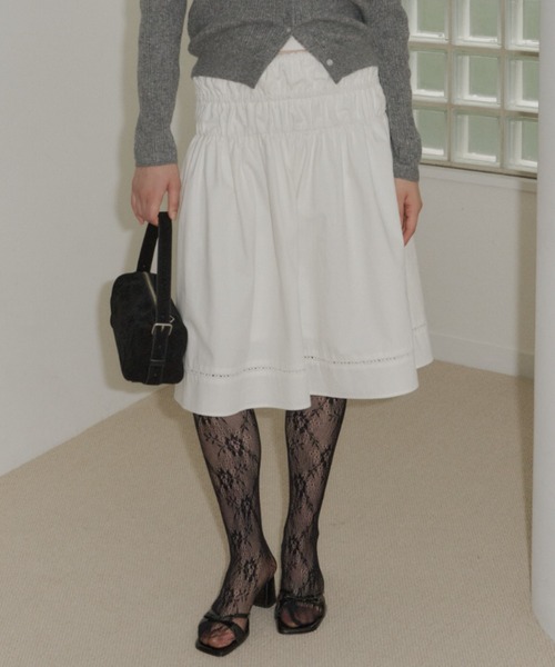 GIUNON スカート ladder lace gather skirt / ラダーレースギャザー