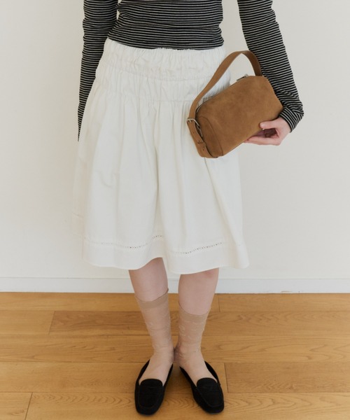 GIUNON スカート ladder lace gather skirt / ラダーレースギャザー