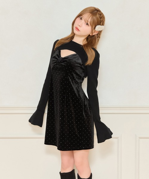 apres jour（アプレジュール） ワンピース ベロアリボンミニキャミ