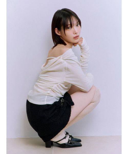 【試着のみ】LILY BROWN スノーフレークビジューミニスカート BLK 1 セール】[L.B CANDY STOCK]スノーフレークビジューミニスカート