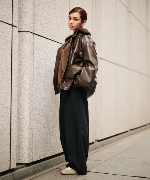 KINO THE KEI コート アウター ユニセックス 薄中綿 バイカーズ レザー