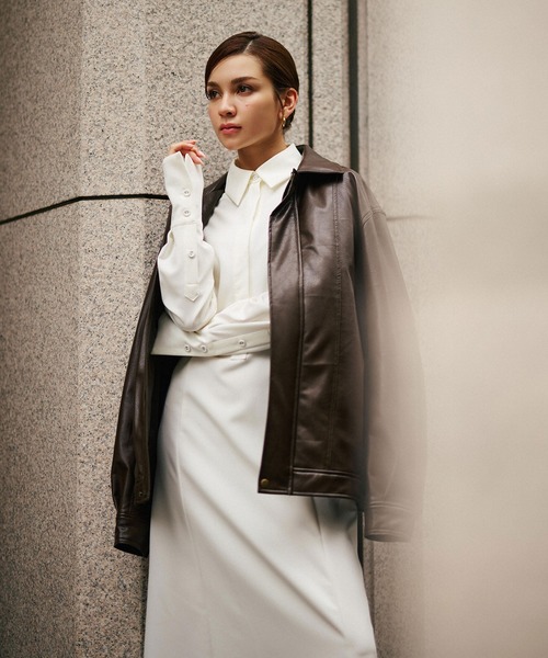 KINO THE KEI コート アウター ユニセックス 薄中綿 バイカーズ レザー