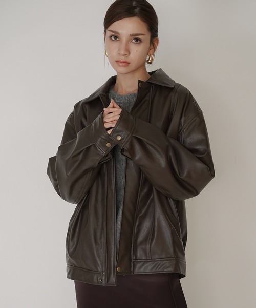 KINO THE KEI コート アウター ユニセックス 薄中綿 バイカーズ レザー