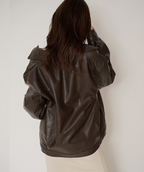 KINO THE KEI コート アウター ユニセックス 薄中綿 バイカーズ レザー