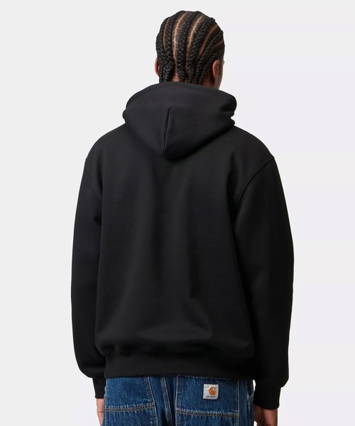 Carhartt WIP 肉厚 バックプリント パーカー 黒 L Carhartt WIP（カーハートワークインプログレス） パーカー メンズ