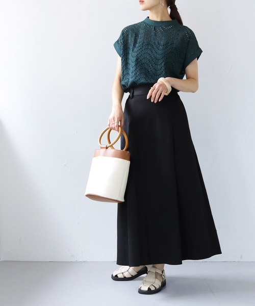 「HER CLOSET」 「SHE MO SHELLY」半袖ブラウス M チャコールグレー レディース_画像2