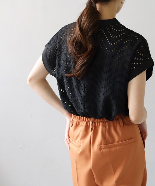 「HER CLOSET」 「SHE MO SHELLY」半袖ブラウス M チャコールグレー レディース_画像9