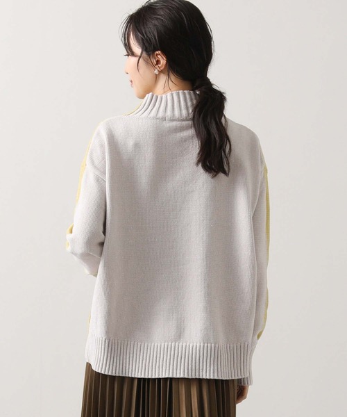 Stone  ハイネックニットセーター クリーム色 LUCPY ニット セーター 立体ケーブル編みハイネックニット／ゆったり