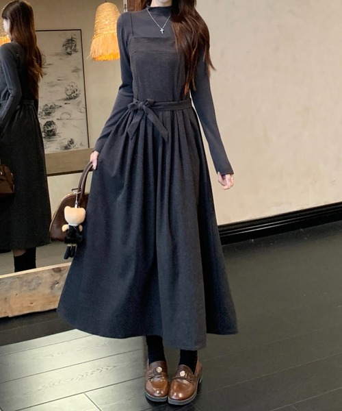 Aelina セットアップ ハイネックニットトップス＆キャミワンピース