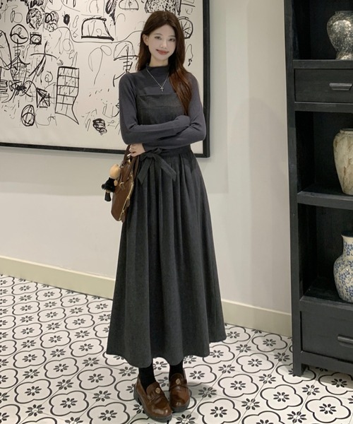 Aelina セットアップ ハイネックニットトップス＆キャミワンピース