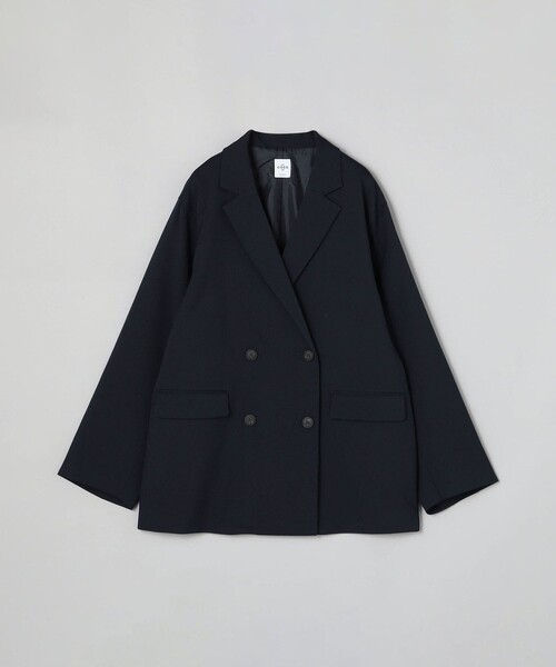 theory luxe リネン混 ダブルブレスト テーラードジャケット 黒 40 coen（コーエン） ジャケット テーラードジャケット リネンライク