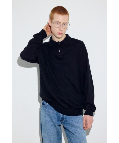 【GOBI】 カシミヤ100% ポロシャツ　ネイビー　サイズM タグ付き 桑和 [G.G.] 7325-51 半袖ポロシャツ（胸ポケット付き）