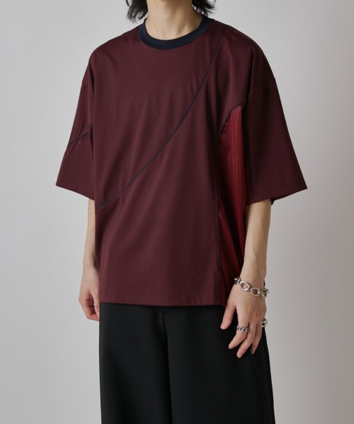 tシャツ 「SURJENT」パイピングメッシュビッグTシャツ メンズの画像
