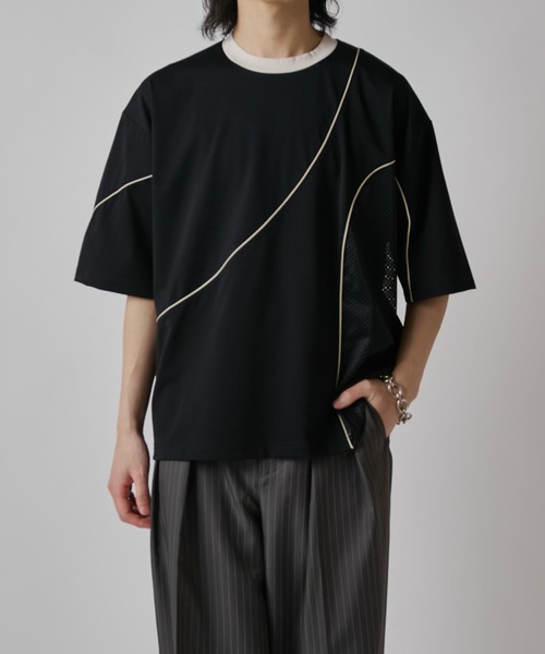 tシャツ 「SURJENT」パイピングメッシュビッグTシャツ メンズの画像