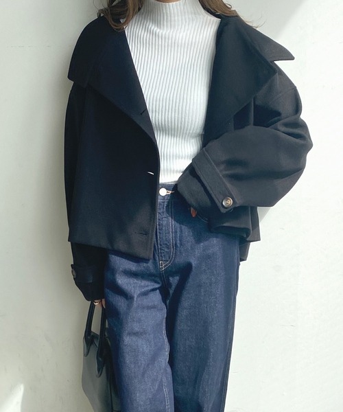「Futier land」 ステンカラーコート MEDIUM ブラック レディース_画像4