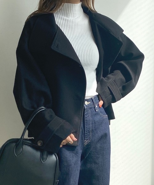 「Futier land」 ステンカラーコート MEDIUM ブラック レディース_画像5