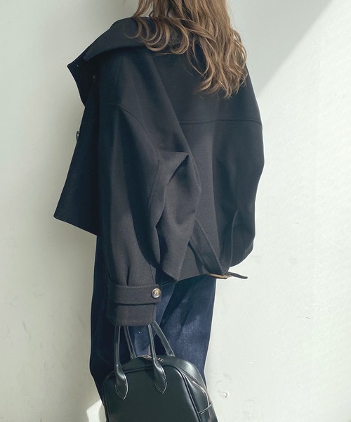 「Futier land」 ステンカラーコート MEDIUM ブラック レディース_画像6