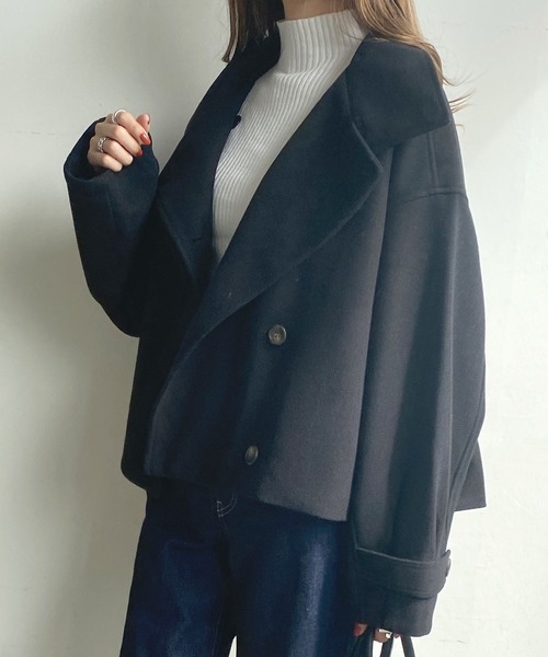「Futier land」 ステンカラーコート MEDIUM ブラック レディース_画像7