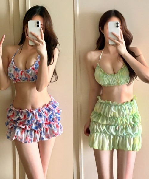 gossip!ロサンゼルス 水着 「Y2Kガーリー」レトロ スイート フリル