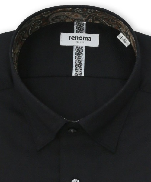 「renoma HOMME」 長袖シャツ - ブラック メンズ_画像9