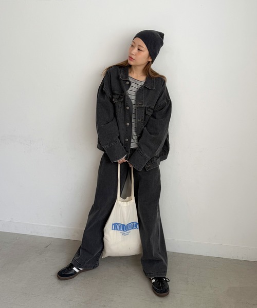 PICHI デニムジャケット gジャン ルーズデニムジャケット レディース