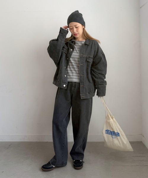 PICHI デニムジャケット gジャン ルーズデニムジャケット レディース
