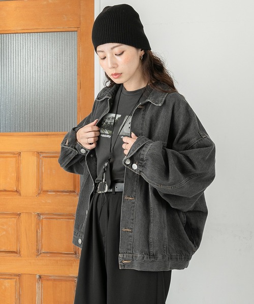 PICHI デニムジャケット gジャン ルーズデニムジャケット レディース