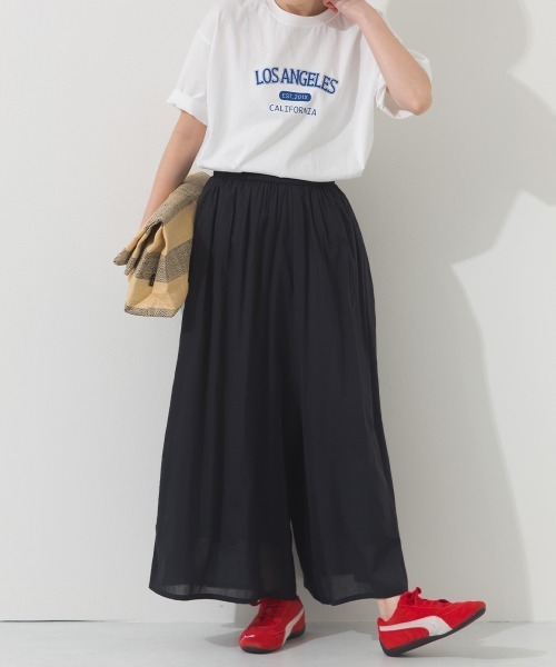 OMNES（オムネス） ワイドパンツ パンツ コットンボイルギャザーワイド