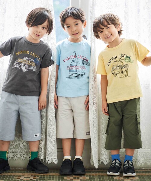 BeBe（ベベ） tシャツ スラブ天竺乗り物スケッチ半袖Tシャツ キッズ