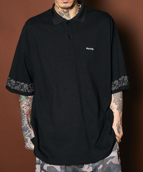 Subciety（サブサエティ） ポロシャツ Sleeve embroidery polo shirt 