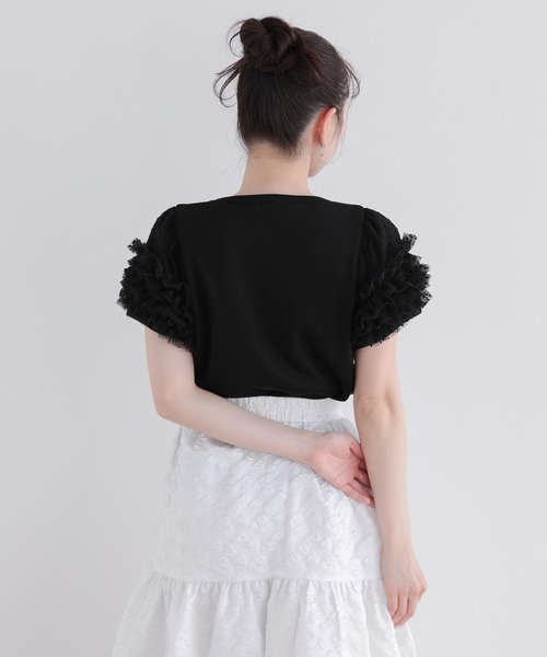 Fit more（フィットモア） tシャツ 半袖 ドットチュールフリル