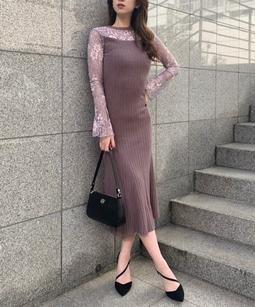 「ROYAL PARTY」 長袖ワンピース FREE ブラック レディース_画像7