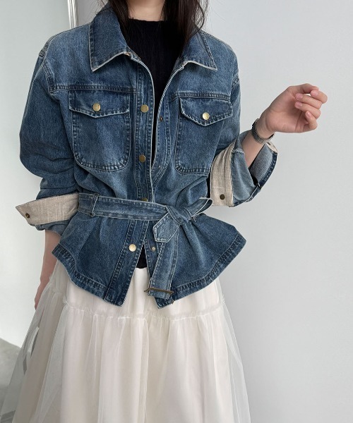 デニムジャケット gジャン ベルト付き レディース : ZOZOTOWN Yahoo!店 