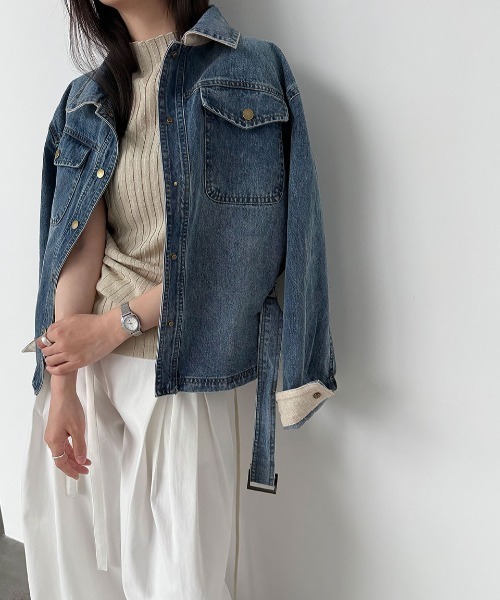 デニムジャケット gジャン ベルト付き レディース : ZOZOTOWN Yahoo!店 