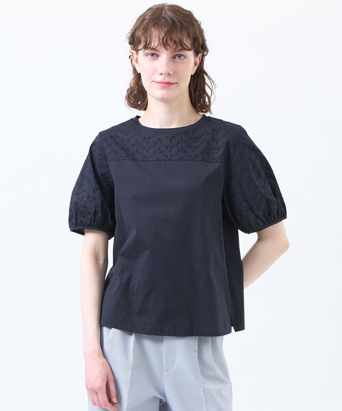 tシャツ レーススリーブカットソー レディースの画像